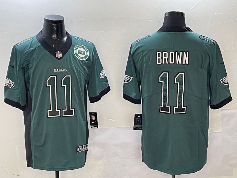 Men Philadelphia Eagles #11 Brown Green 2025 Nike Drift Fashion Color Rush Limited NFL Jersey style 3